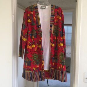 MOLATO/VINTAGE-RED & YELLOW AFRiCAN TRIBAL PRINT MIDI JACKET/NEW